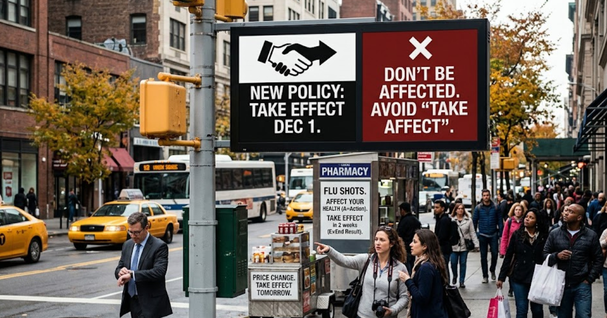 Take Effect or Take Affect? Meaning & Correct Usage