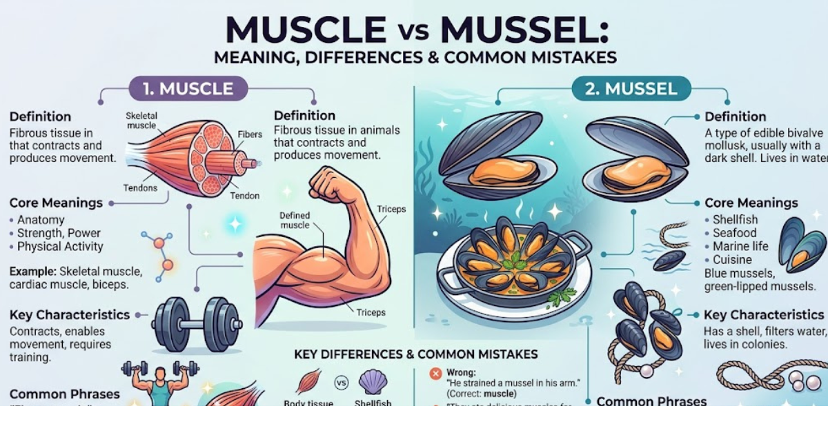 Muscle vs Mussel: Meaning, Differences & Common Mistakes