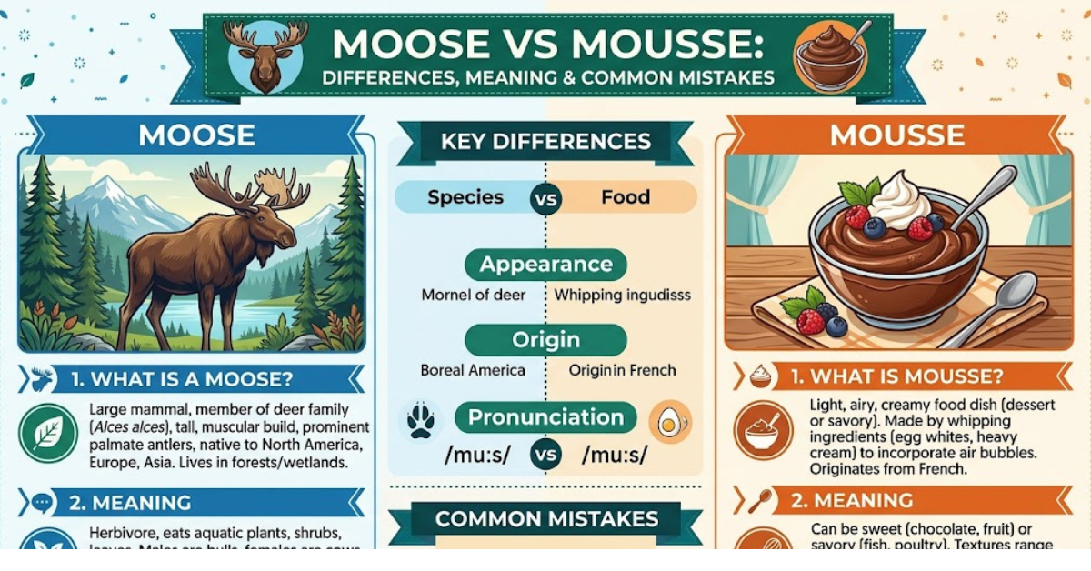 Moose vs Mousse: Differences, Meaning & Common Mistakes