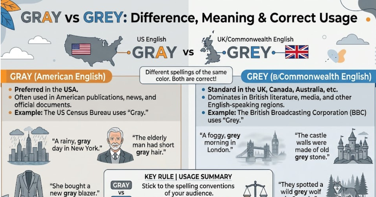 Gray vs Grey: Difference, Meaning & Correct Usage