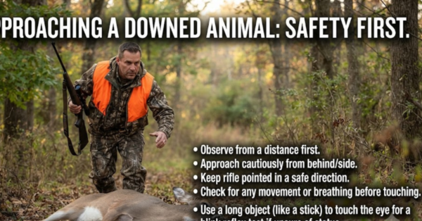 How Should a Downed Deer or Other Large Animal Be Approached?